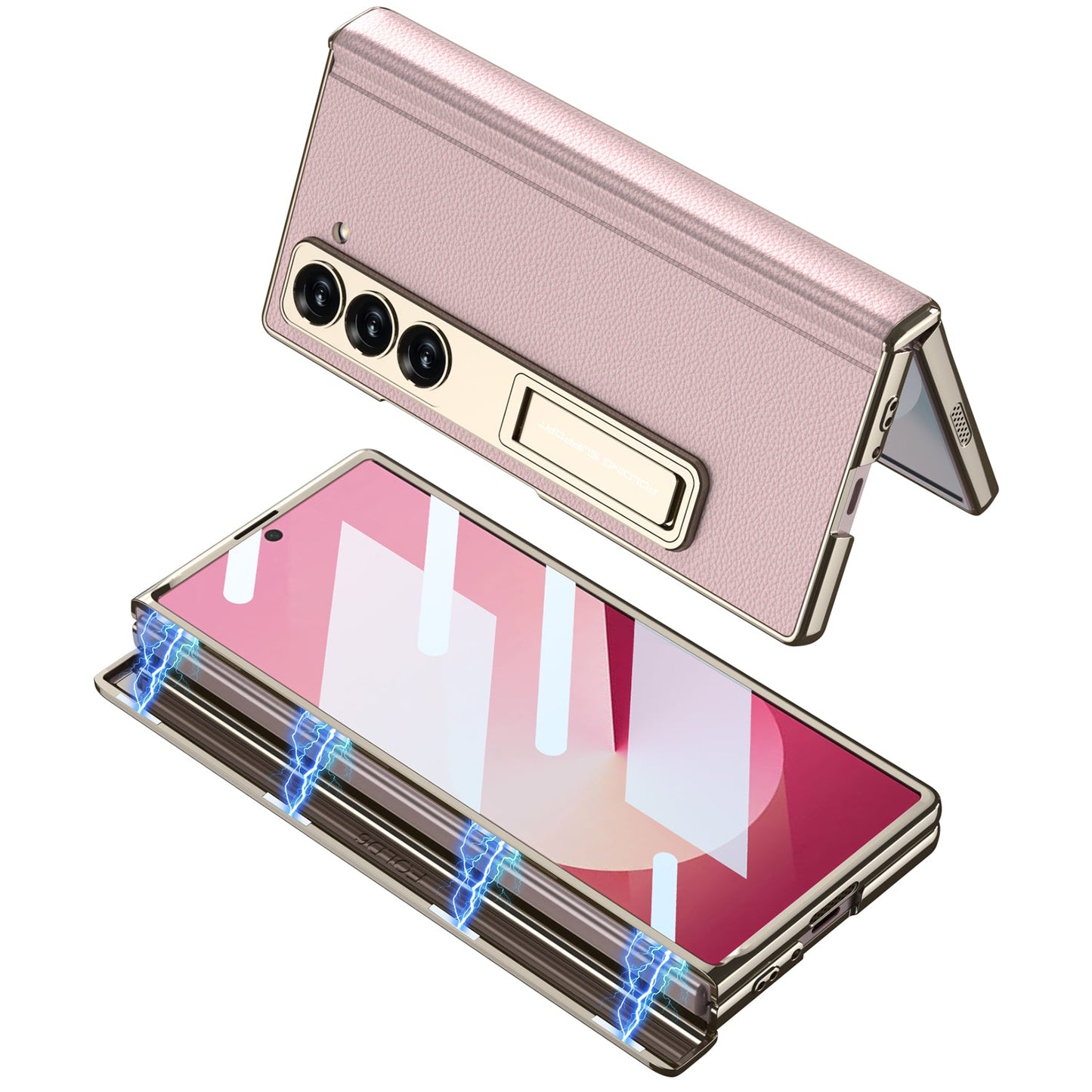 Magnetic Hinge Shockproof Leather Phone Case With Back Screen Protector For Galaxy Z Fold6 - FonKayz