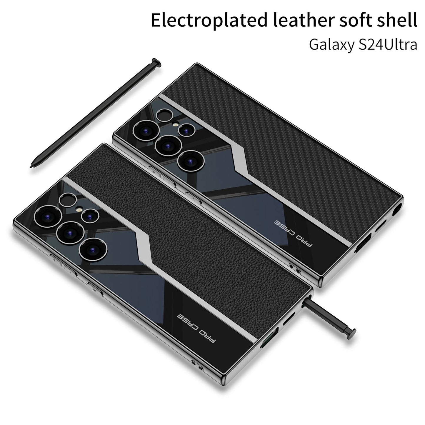 Electroplated Leather Anti-fall Protective Phone Case For Galaxy S24 S23 Ultra Plus - FonKayz