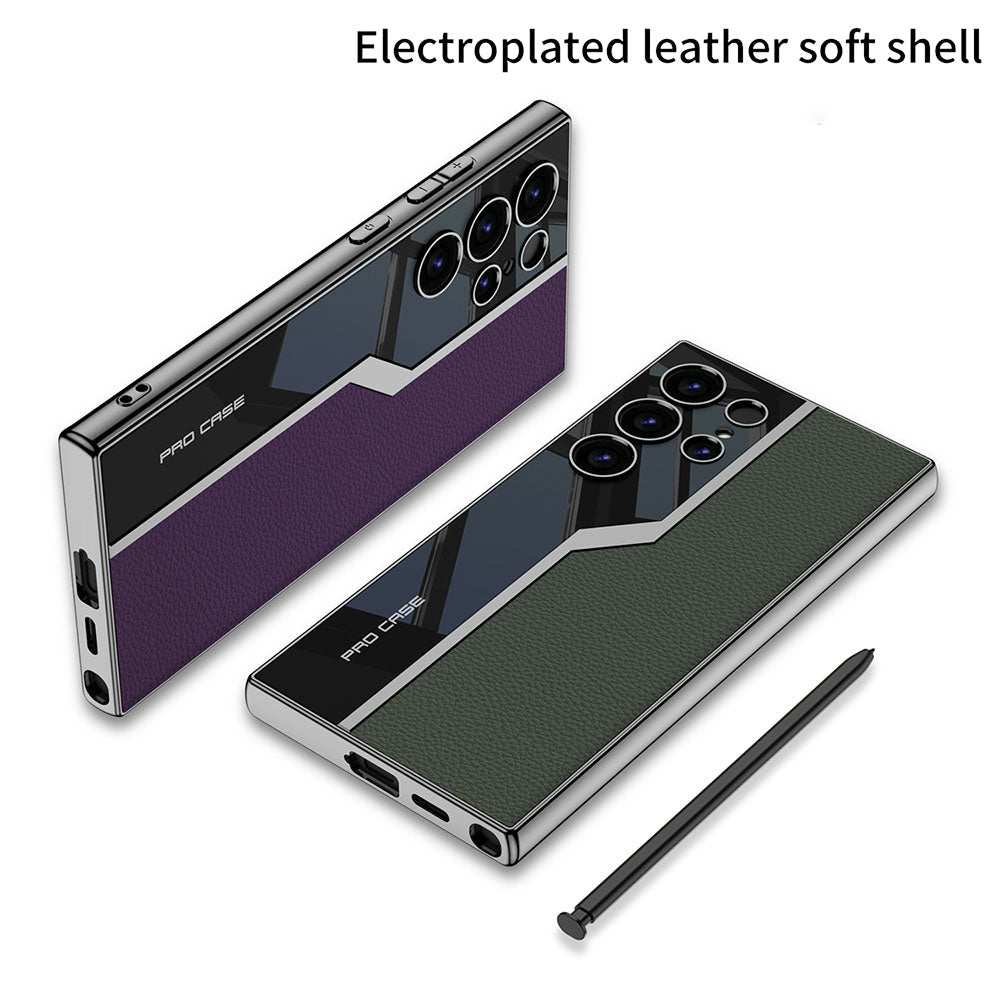 Electroplated Leather Anti-fall Protective Phone Case For Galaxy S24 S23 Ultra Plus - FonKayz