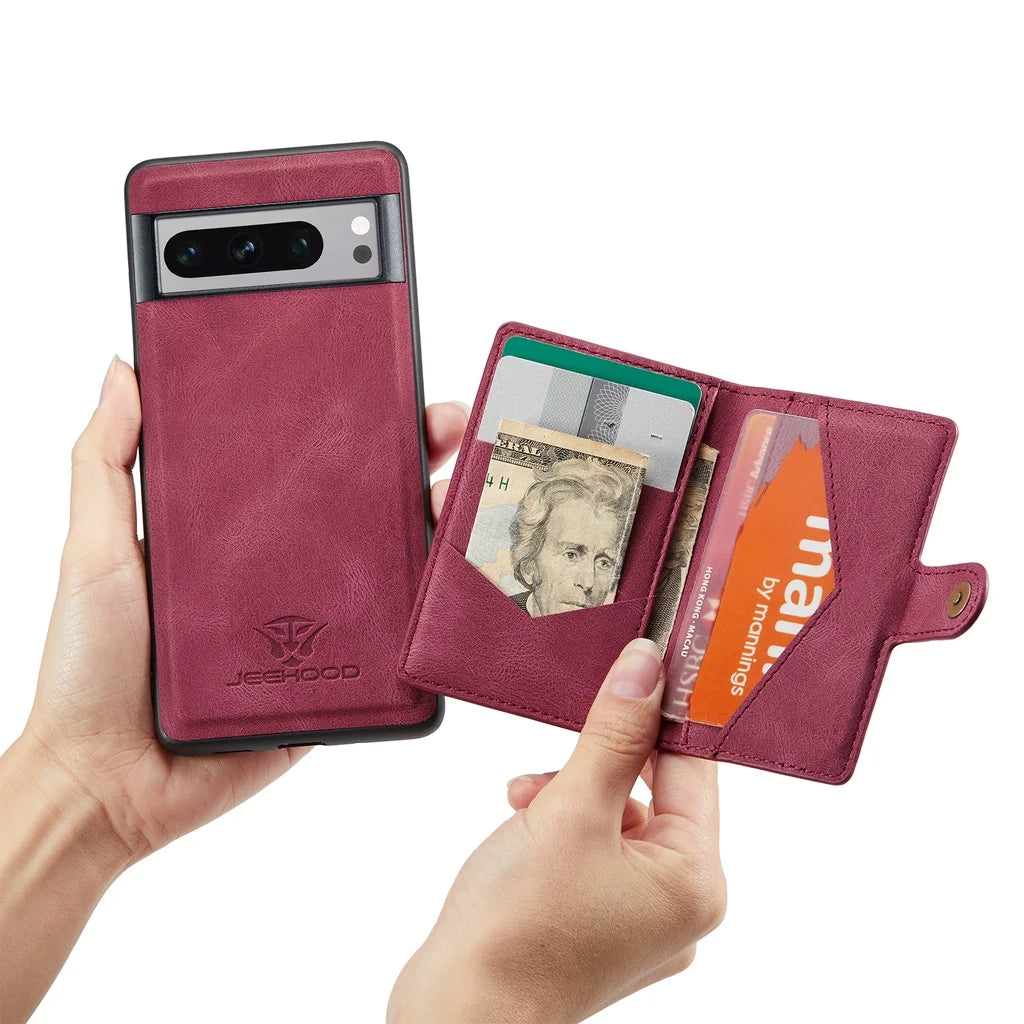 Magnetic Wallet Leather Case for Google Pixel Series - Detachable RFID Blocking Card Holder Phone Cover - FonKayz