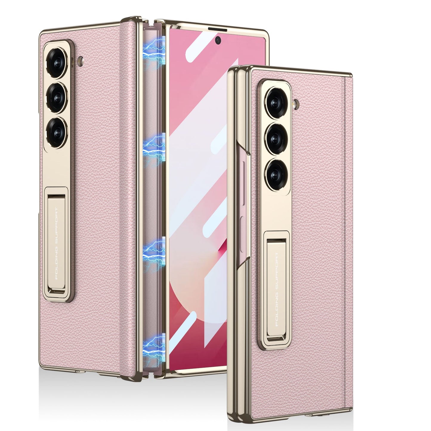 Magnetic Hinge Shockproof Leather Phone Case With Back Screen Protector For Galaxy Z Fold6 - FonKayz