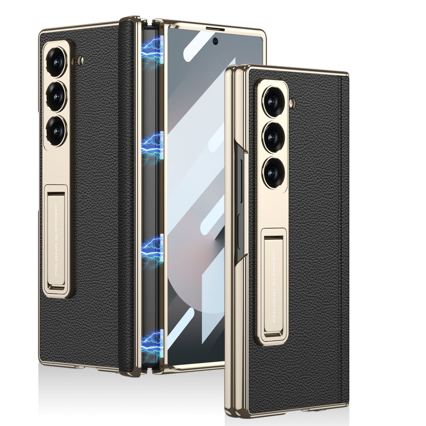 Magnetic Hinge Shockproof Leather Phone Case With Back Screen Protector For Galaxy Z Fold6 - FonKayz