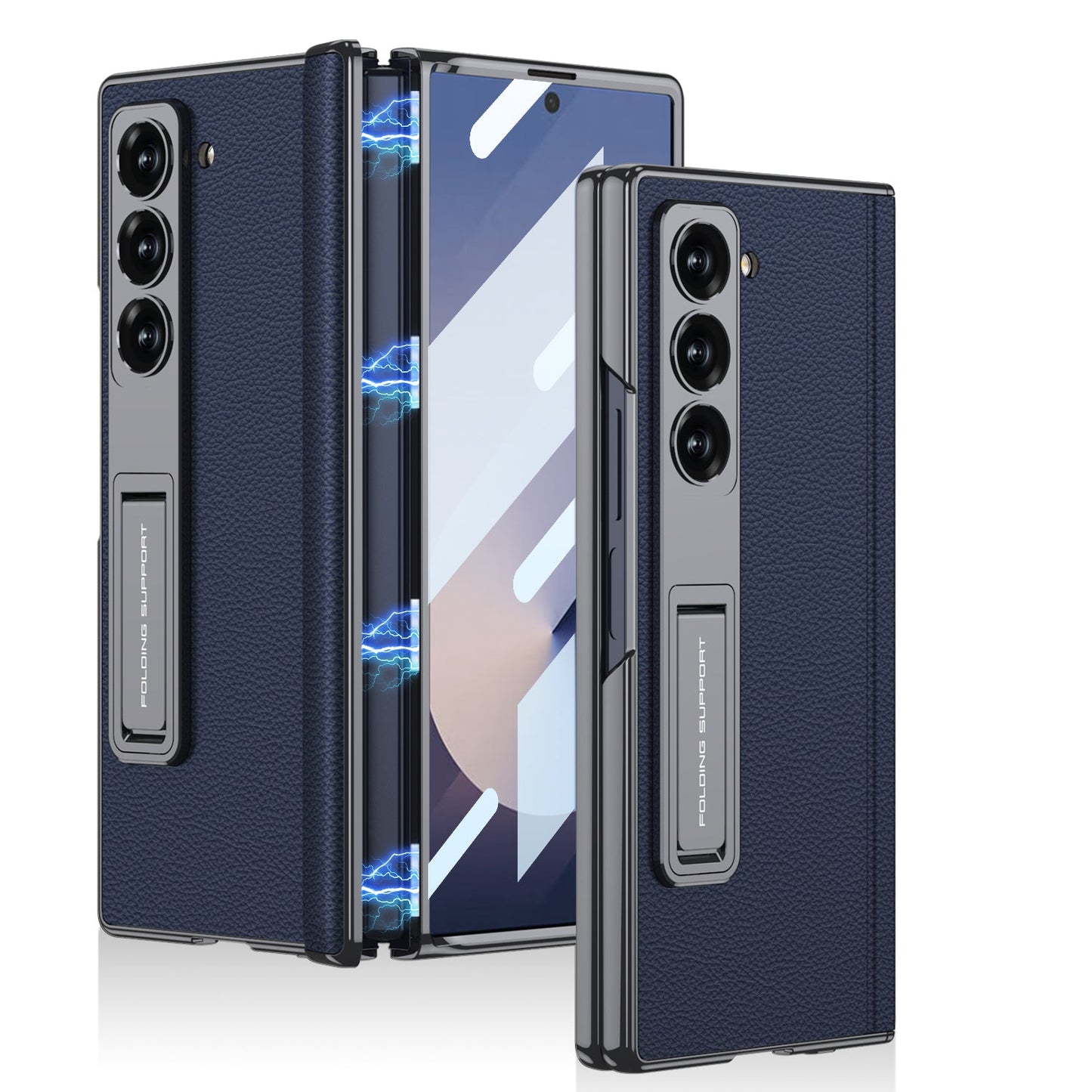 Magnetic Hinge Shockproof Leather Phone Case With Back Screen Protector For Galaxy Z Fold6 - FonKayz