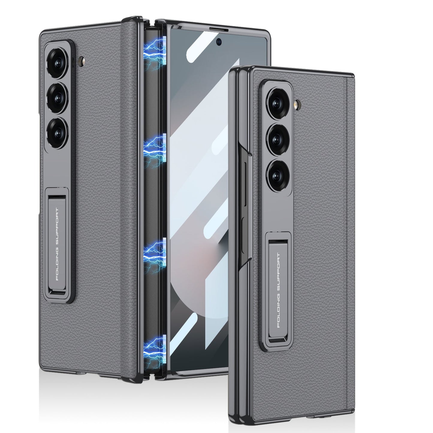 Magnetic Hinge Shockproof Leather Phone Case With Back Screen Protector For Galaxy Z Fold6 - FonKayz