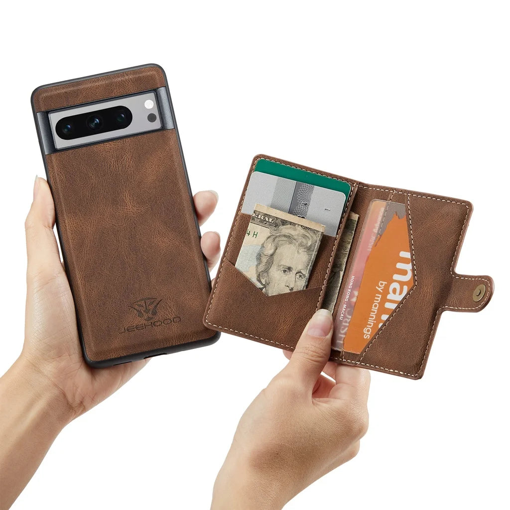 Magnetic Wallet Leather Case for Google Pixel Series - Detachable RFID Blocking Card Holder Phone Cover - FonKayz