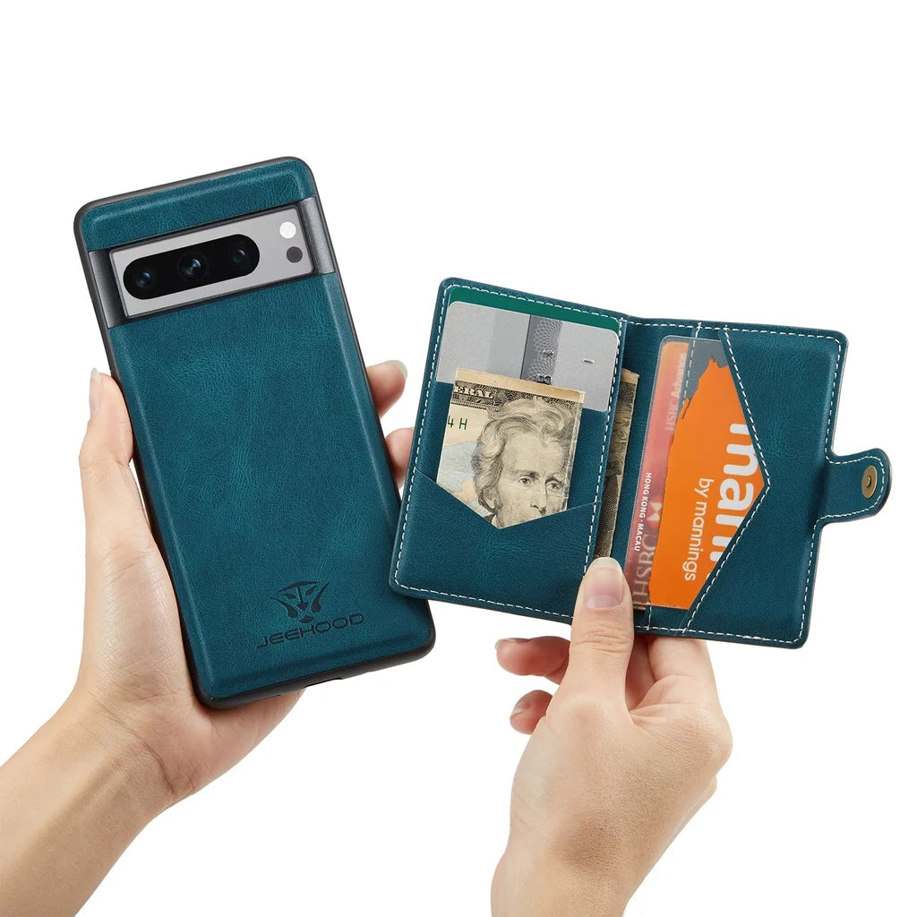 Magnetic Wallet Leather Case for Google Pixel Series - Detachable RFID Blocking Card Holder Phone Cover - FonKayz