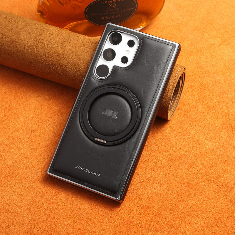 RingLux™ 360° Leather MagStand Case (MagSafe) - Black | Fonkayz