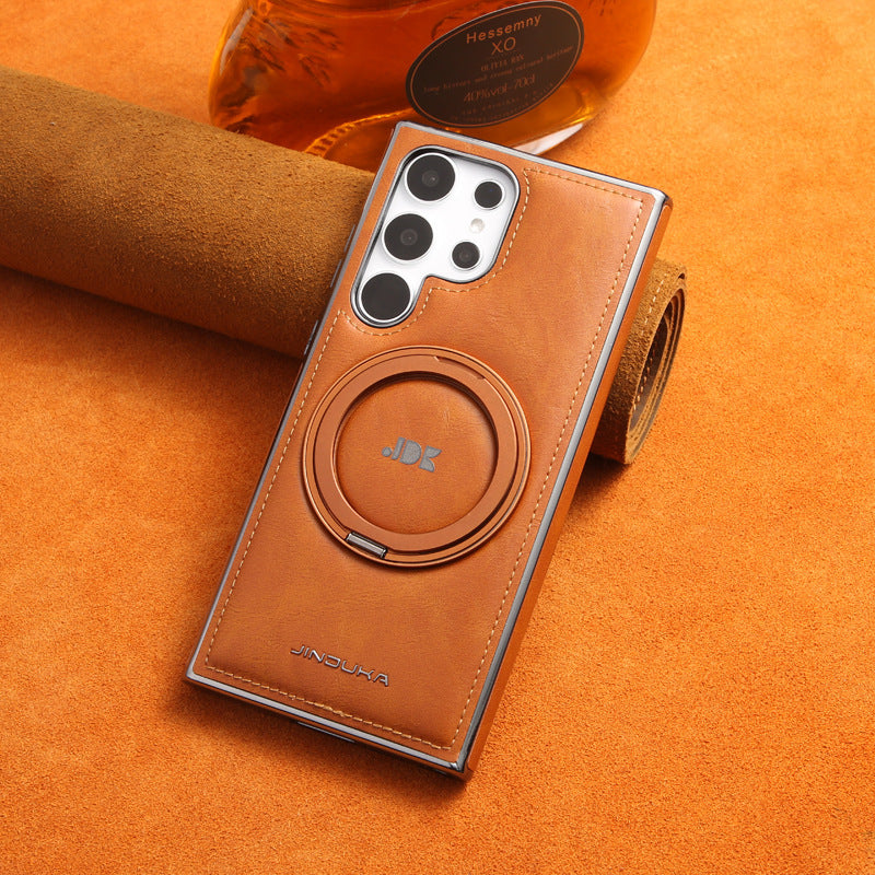 RingLux™ 360° Leather MagStand Case (MagSafe) - Coffee | Fonkayz