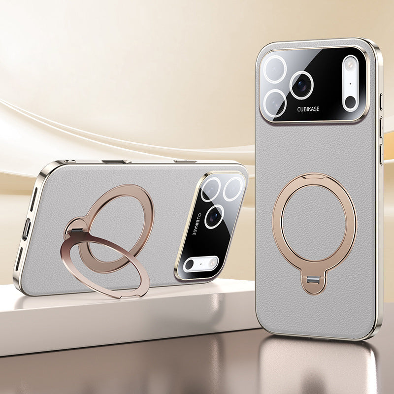 MagRotate® – iPhone 17 Series Rotating Leather MagSafe Case - White | Fonkayz