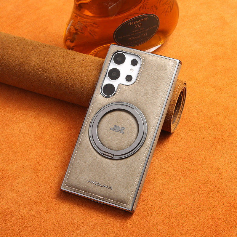 RingLux™ 360° Leather MagStand Case (MagSafe) - Beige | Fonkayz