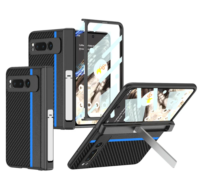 Magnetic All-Inclusive Leather Case with Tempered Film for Google Pixel Fold - Invisible Bracket Protection - FonKayz