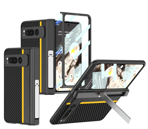 Magnetic All-Inclusive Leather Case with Tempered Film for Google Pixel Fold - Invisible Bracket Protection - FonKayz