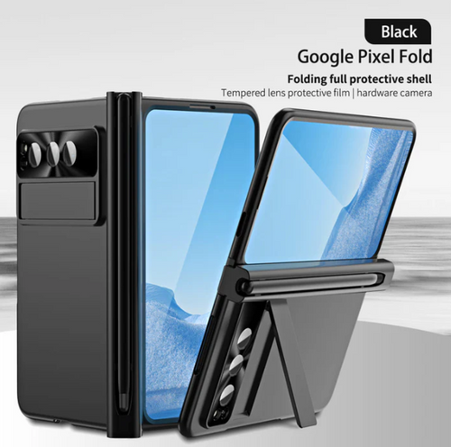 Slim Anodized Google Pixel Fold Case with Hinge Protection, Screen Protector, Pen Slot, and Stylus - FonKayz