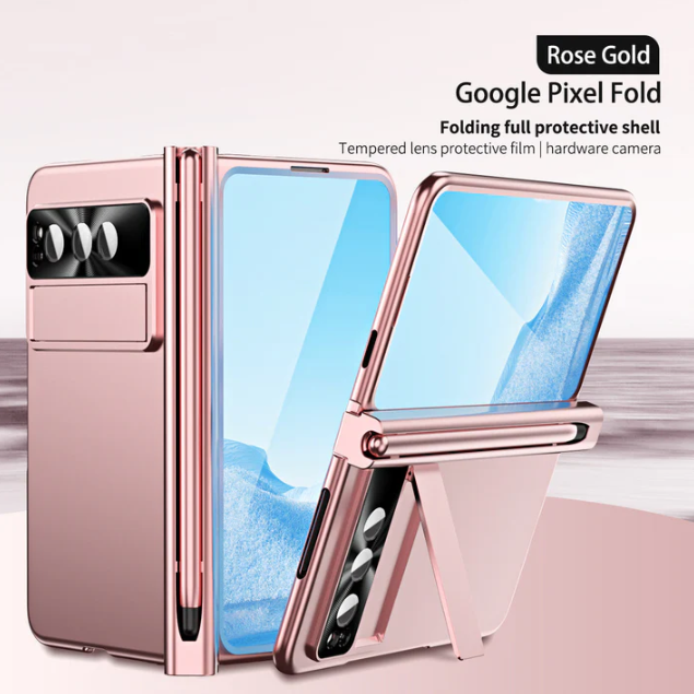 Slim Anodized Google Pixel Fold Case with Hinge Protection, Screen Protector, Pen Slot, and Stylus - FonKayz
