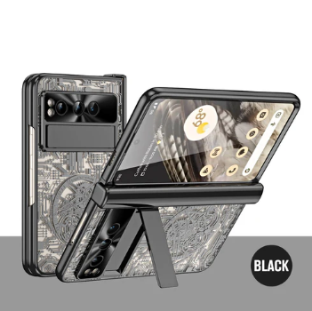 Electroplating Transparent Google Pixel Fold Case - All-Inclusive Drop-Resistant Case with Hinge Protection and Kickstand - FonKayz
