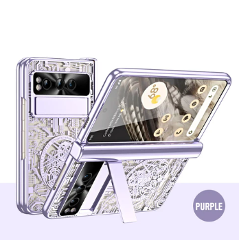 Electroplating Transparent Google Pixel Fold Case - All-Inclusive Drop-Resistant Case with Hinge Protection and Kickstand - FonKayz