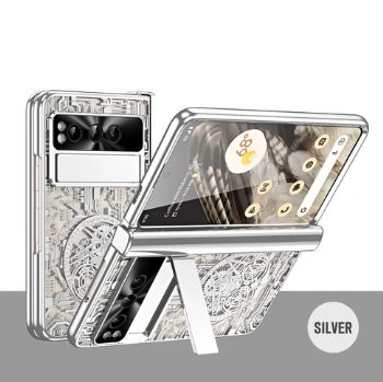 Electroplating Transparent Google Pixel Fold Case - All-Inclusive Drop-Resistant Case with Hinge Protection and Kickstand - FonKayz
