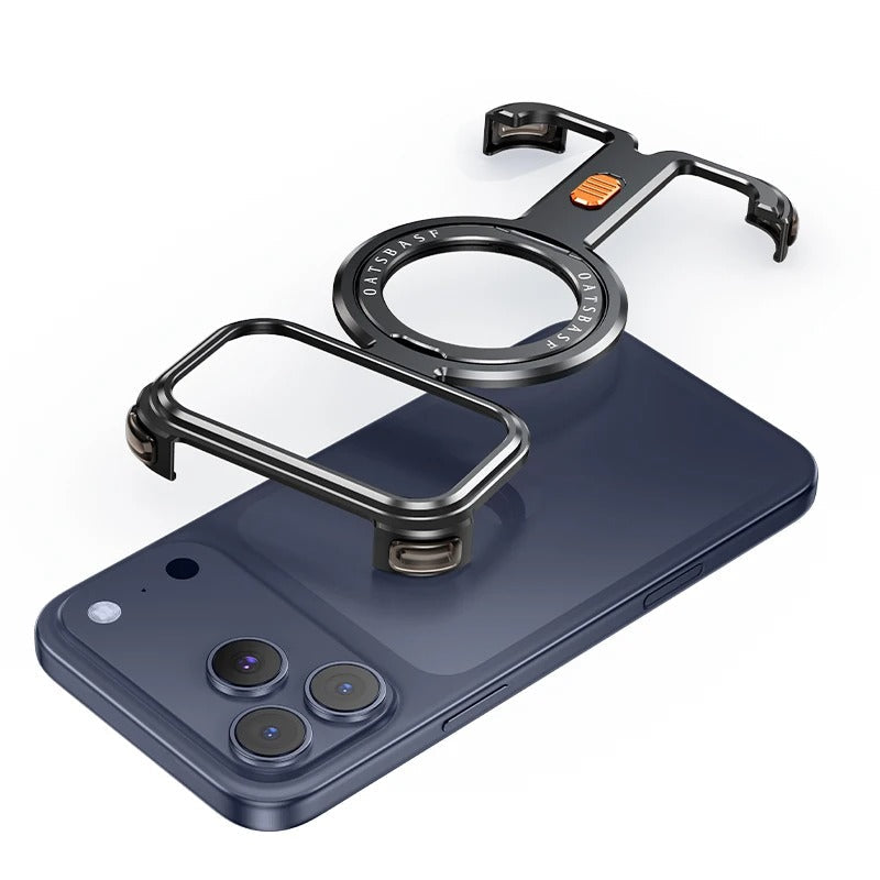 iPhone Frameless Alloy Case – Slim Frame with Wireless Charging & Ring Stand - FonKayz