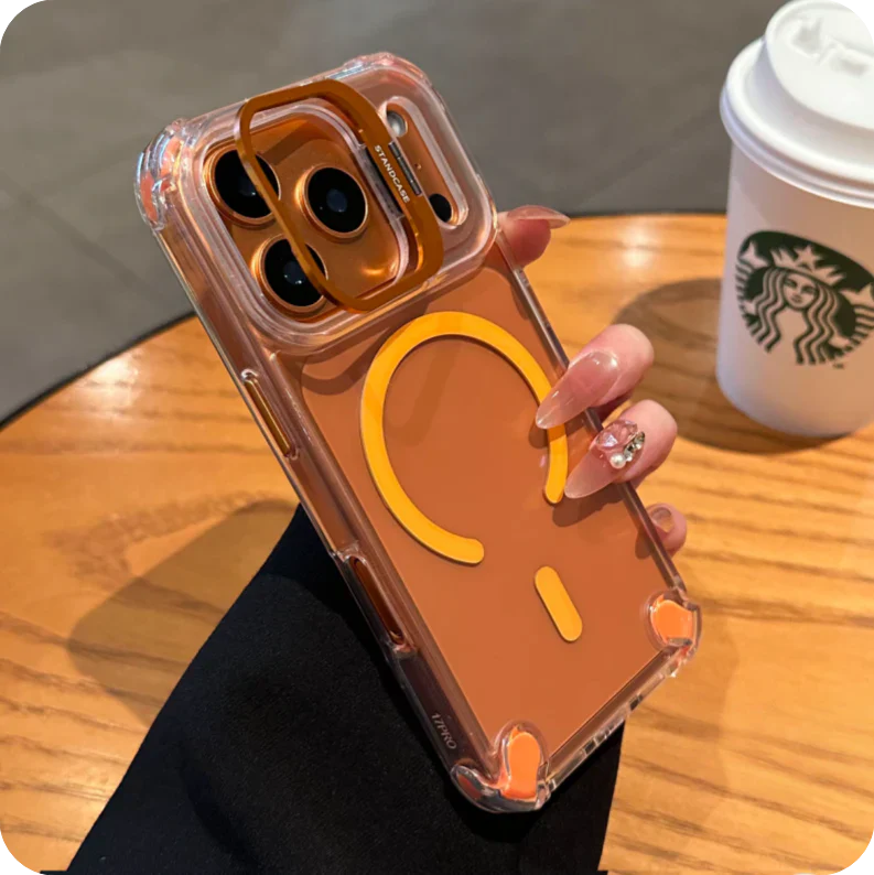 iPhone 17 Pro Max / Pro / Air Magnetic Clear Case – Shockproof Airbags & Hidden Lens Stand - FonKayz
