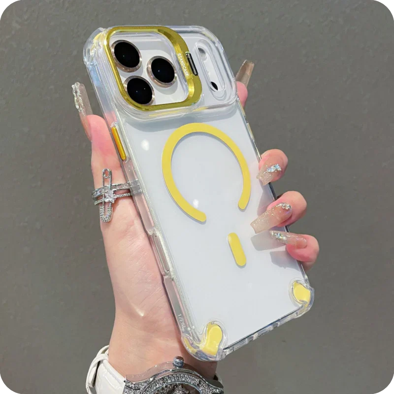 iPhone 17 Pro Max / Pro / Air Magnetic Clear Case – Shockproof Airbags & Hidden Lens Stand - FonKayz