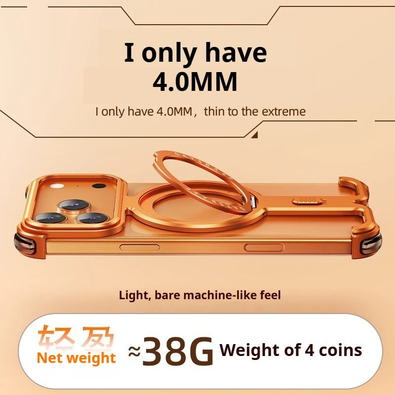 iPhone Frameless Alloy Case – Slim Frame with Wireless Charging & Ring Stand - FonKayz