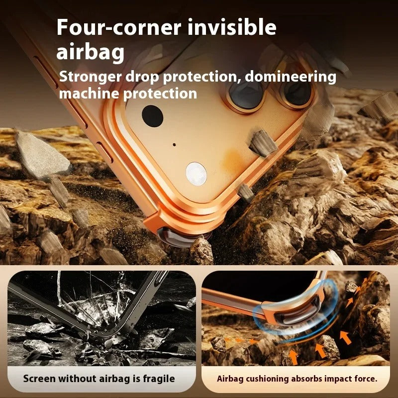 iPhone Frameless Alloy Case – Slim Frame with Wireless Charging & Ring Stand - FonKayz