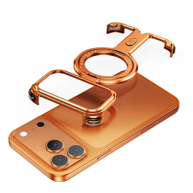 iPhone Frameless Alloy Case – Slim Frame with Wireless Charging & Ring Stand - FonKayz