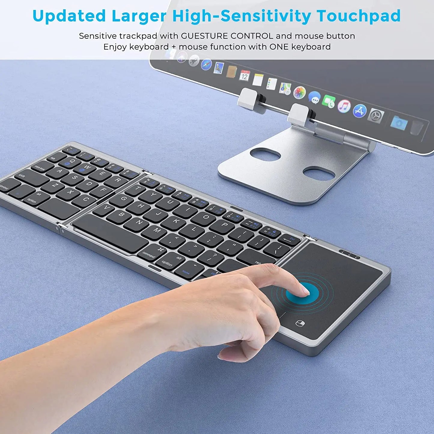 Seenda Foldable Wireless Bluetooth Keyboard - Portable, Rechargeable, Compatible with PC, Mac, Smartphone, iOS, Android, Windows | Compact Design for On-the-Go Typing - FonKayz