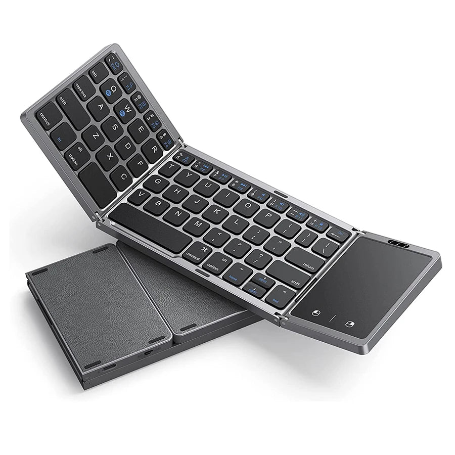 Seenda Foldable Wireless Bluetooth Keyboard - Portable, Rechargeable, Compatible with PC, Mac, Smartphone, iOS, Android, Windows | Compact Design for On-the-Go Typing - FonKayz