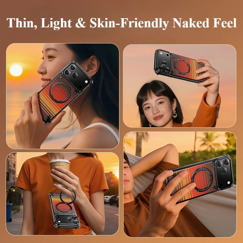 iPhone Frameless Alloy + Fabric Plaid Case – Hybrid Frame with Ring Stand - FonKayz