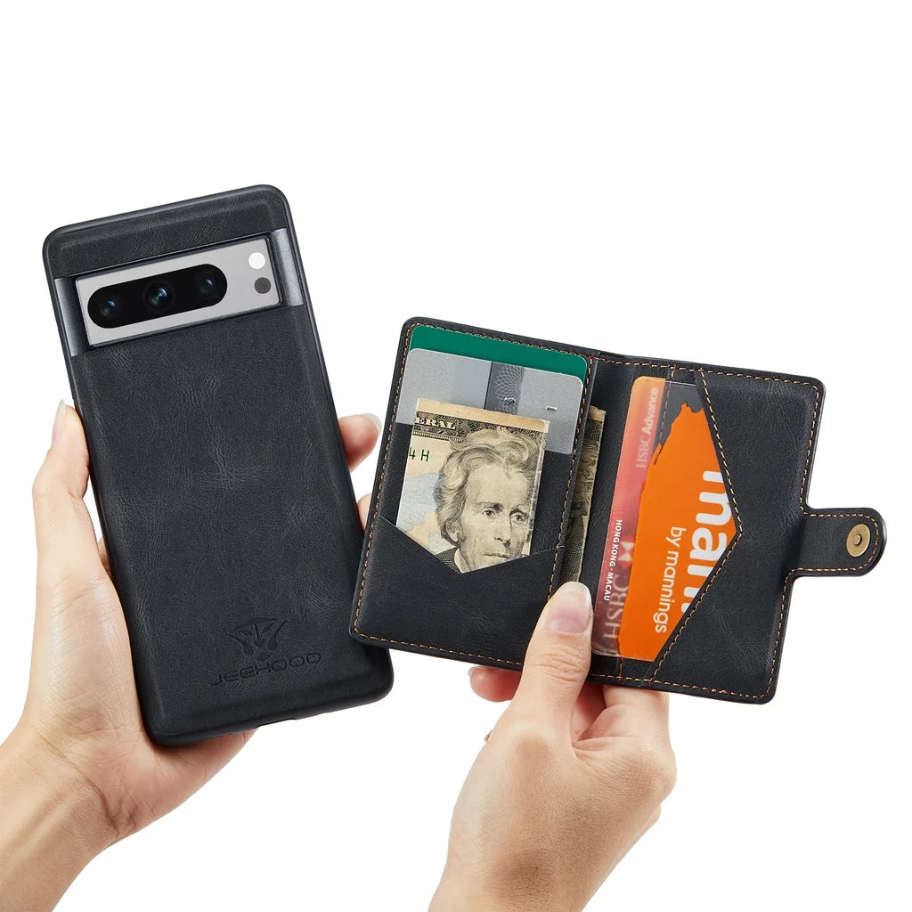 Magnetic Wallet Leather Case for Google Pixel Series - Detachable RFID Blocking Card Holder Phone Cover - FonKayz
