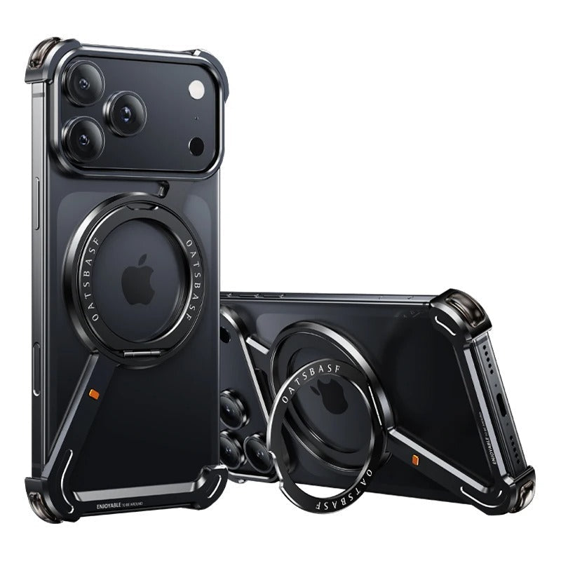 iPhone Frameless Alloy Case – Slim Z-Frame with Ring Stand - FonKayz
