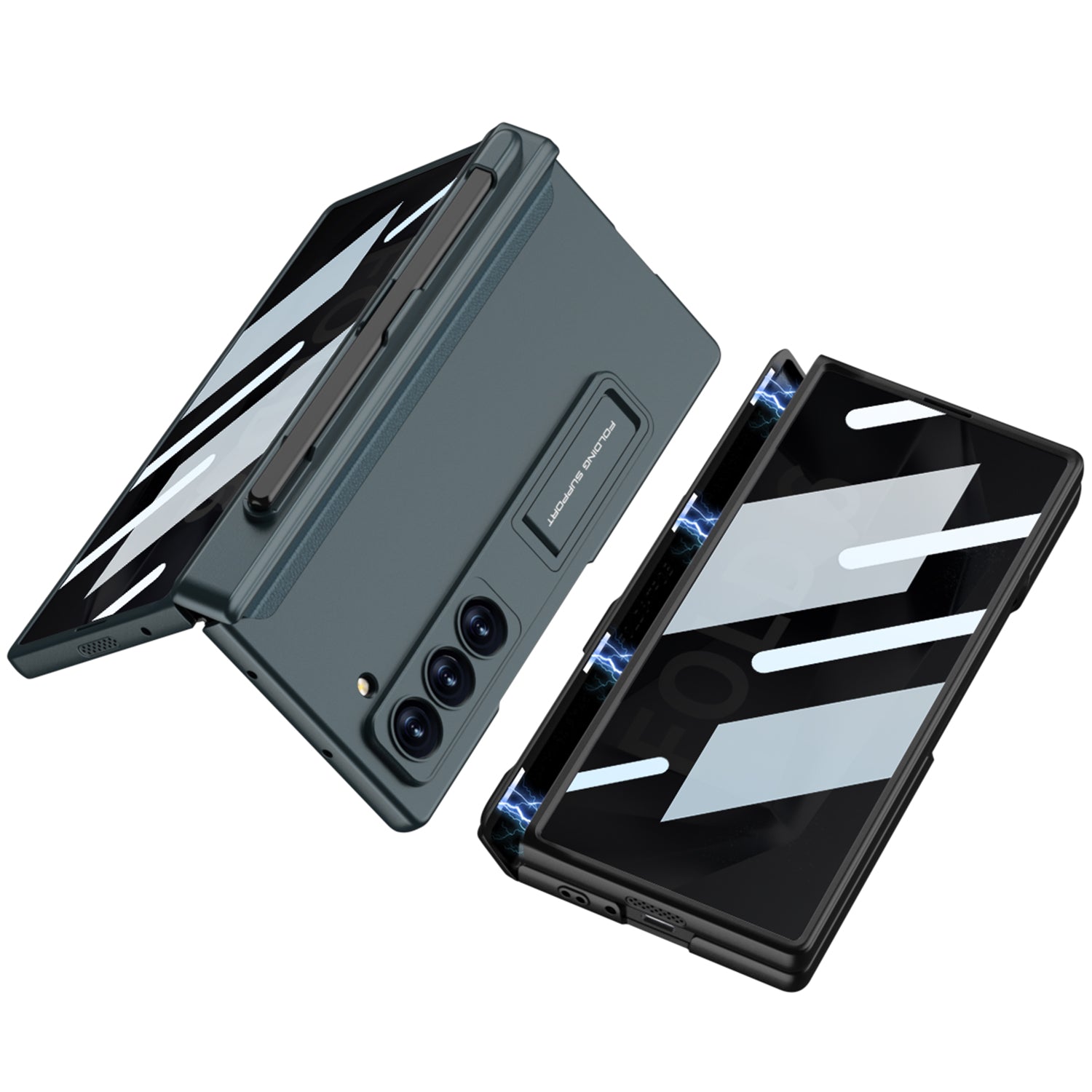 Magnetic Hinge Pen Slot Hidden Bracket All-included Case With Back Screen Protector For Galaxy Z Fold 5 & Z Fold 6