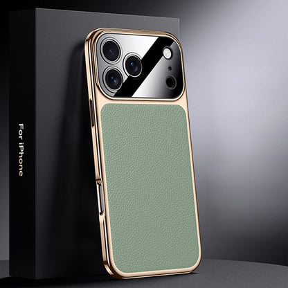 LuxEdge® – Electroplated Genuine Leather Case for iPhone 17 Series - Green | Fonkayz