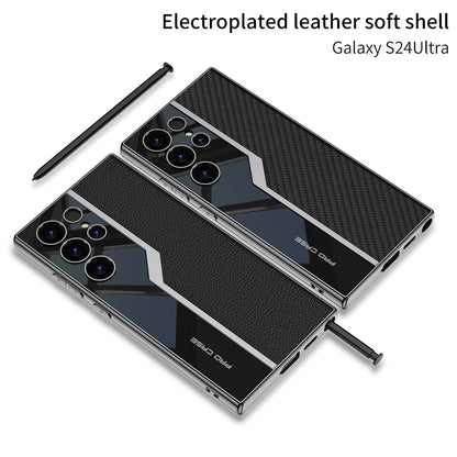 Electroplated Leather Anti-fall Protective Phone Case For Galaxy S24 S23 Ultra Plus - FonKayz