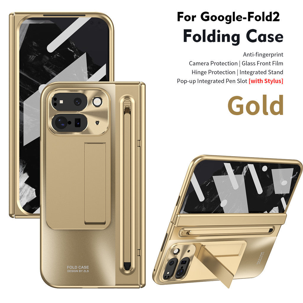 Luxury One-Piece Plating Folding Case for Google Pixel 9 Pro Fold - 360° Full Protection Folding Cover