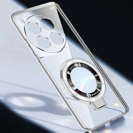 Transparent Electroplated Rotating Stand Case for OnePlus Series - Elegant & Functional Protection