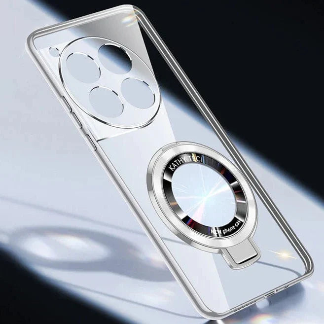 Transparent Electroplated Rotating Stand Case for OnePlus Series - Elegant & Functional Protection