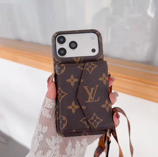 Luxury Monogram Crossbody iPhone Case | Detachable Strap · Multi-Card Wallet