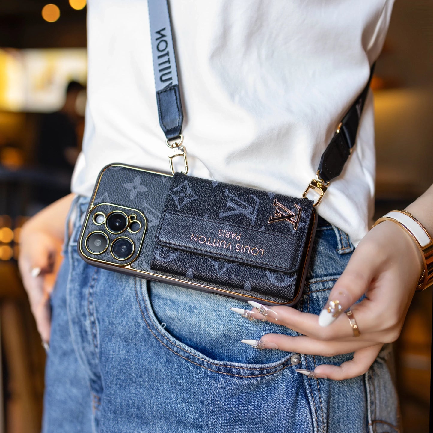 iPhone 17 Pro Max Crossbody Wallet Strap Case