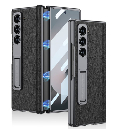 Magnetic Hinge Shockproof Leather Phone Case With Back Screen Protector For Galaxy Z Fold6