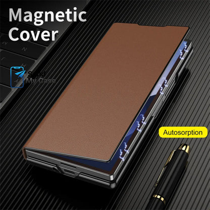 Samsung Galaxy Z Fold 6 Luxury Leather Magnetic Kickstand Case