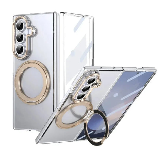 Galaxy Z Fold Clear Magnetic Ring Kickstand Case
