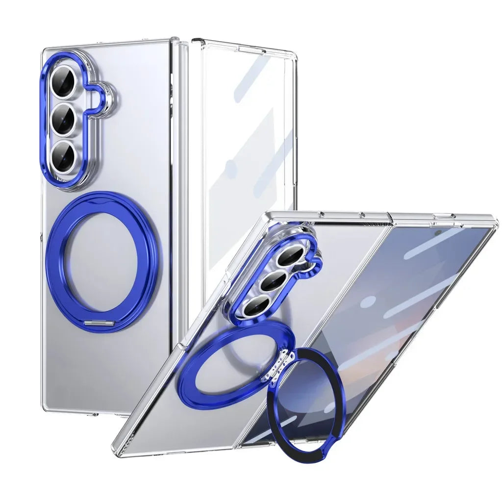 Galaxy Z Fold Clear Magnetic Ring Kickstand Case