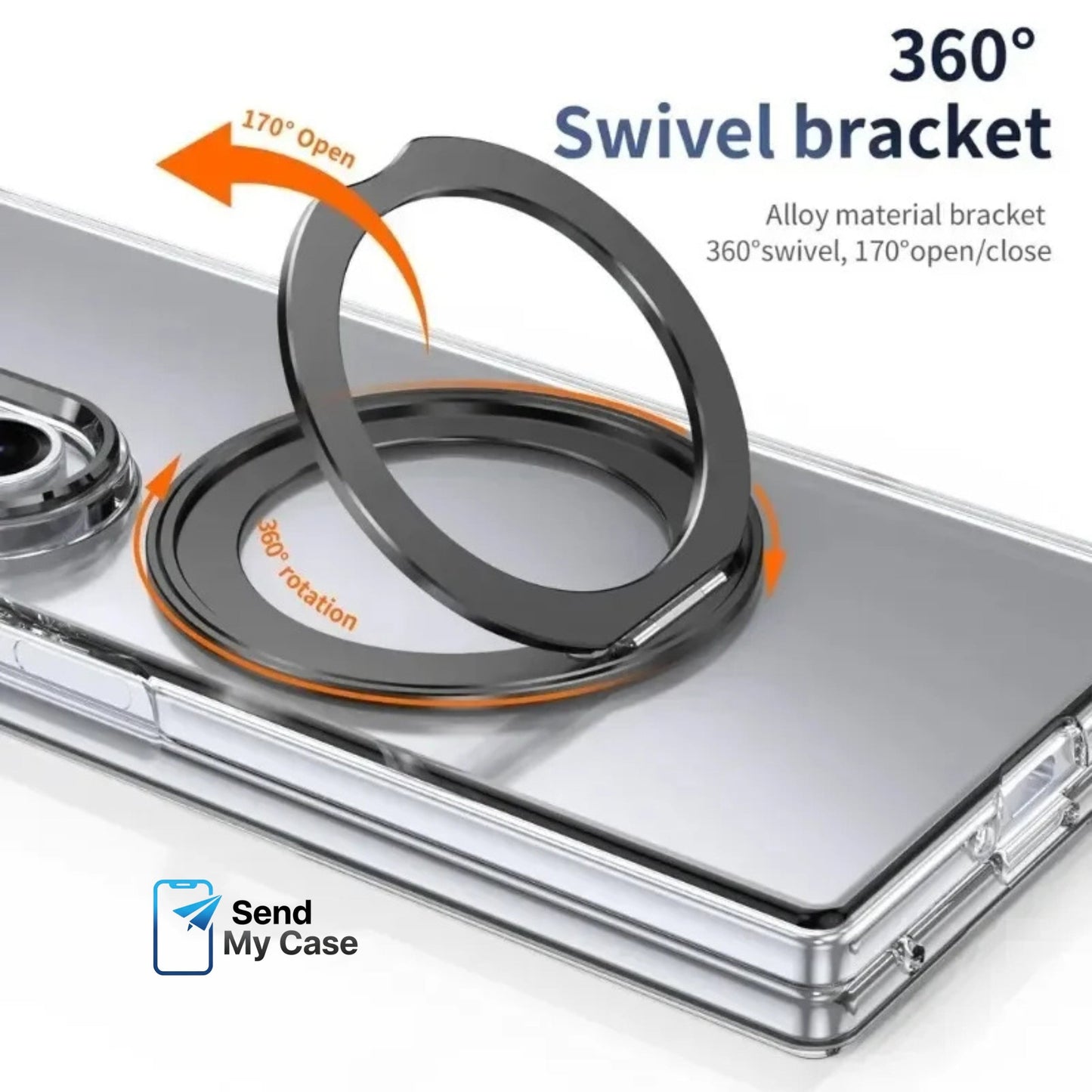 Galaxy Z Fold Clear Magnetic Ring Kickstand Case