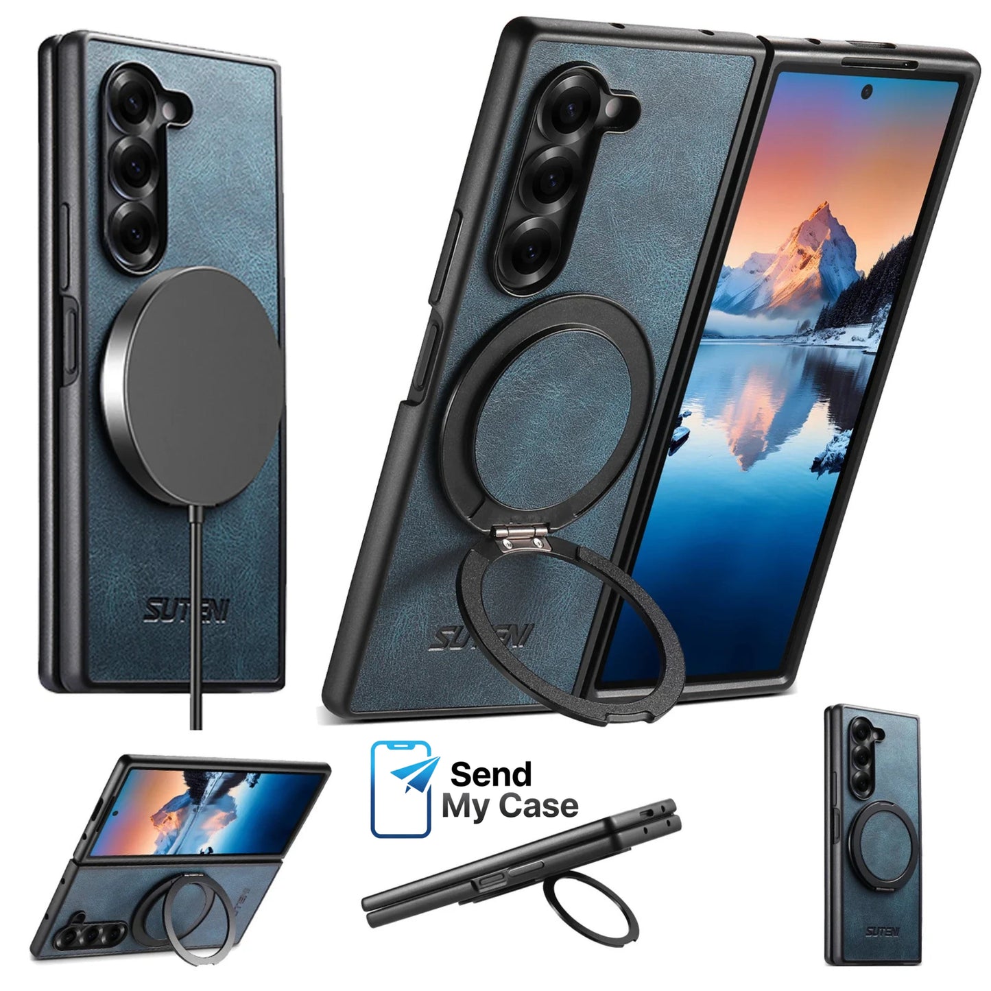 Samsung Galaxy Z Fold Magnetic Leather Ring Stand Case