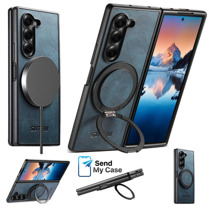 Samsung Galaxy Z Fold Magnetic Leather Ring Stand Case