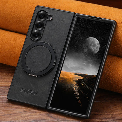 Samsung Galaxy Z Fold Magnetic Leather Ring Stand Case