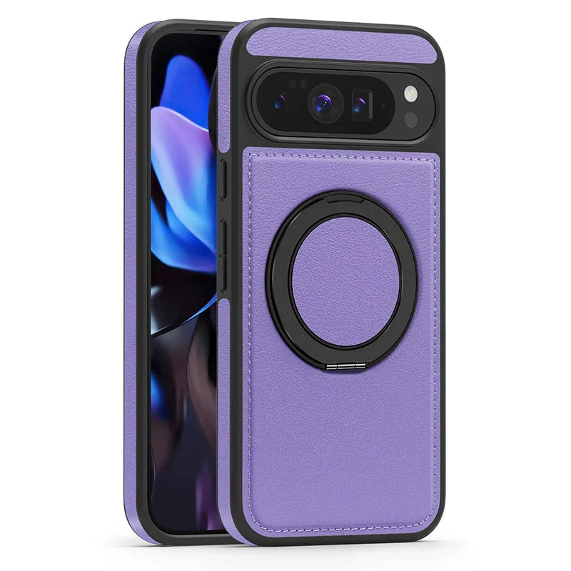 Google Pixel 10 Pro XL Leather Magnetic Ring Stand Case