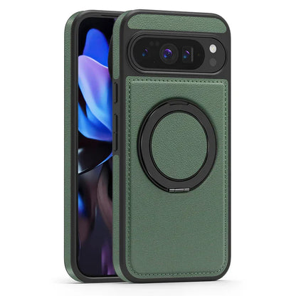 Google Pixel 10 Pro XL Leather Magnetic Ring Stand Case